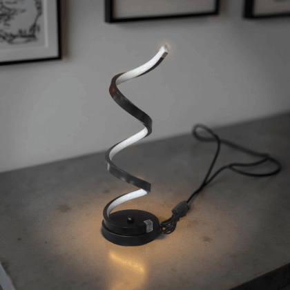 Μαύρο Σπιράλ Φωτιστικό Γραφείου USB – 3W